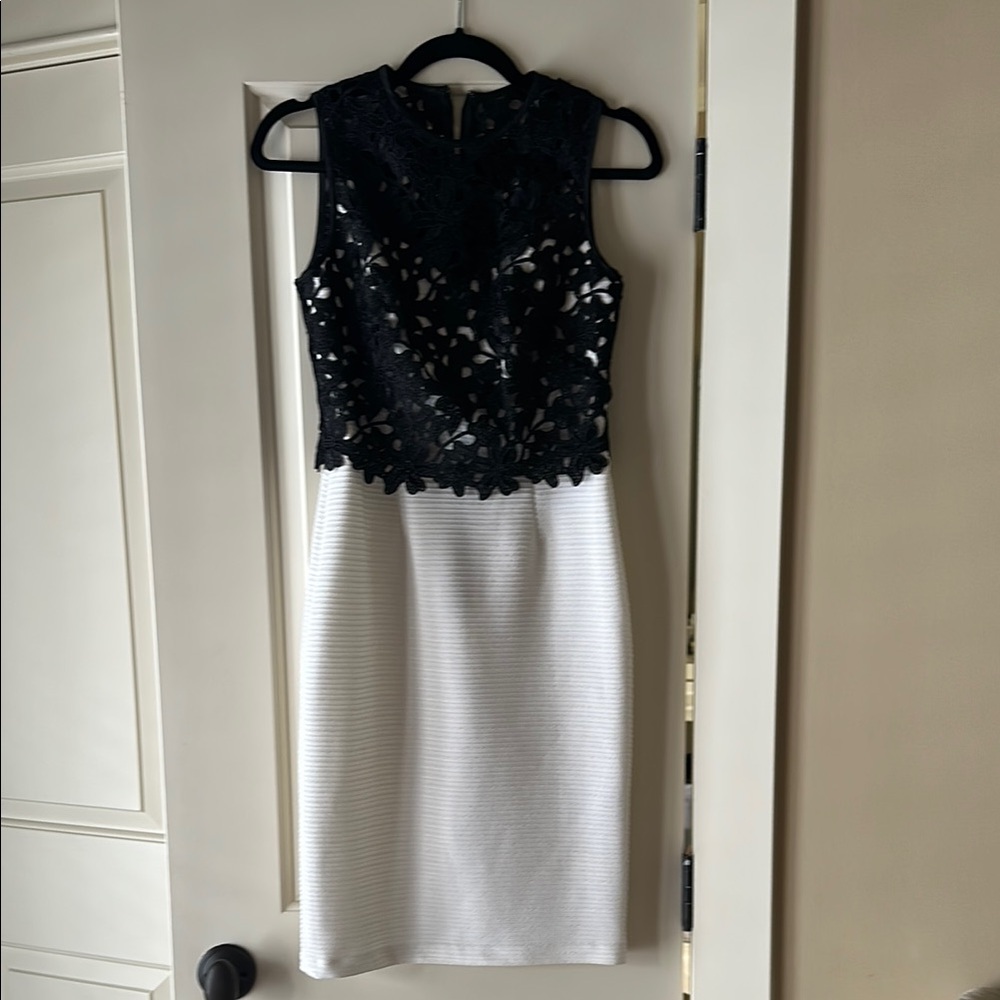 Elegant Black and White Lace Dress